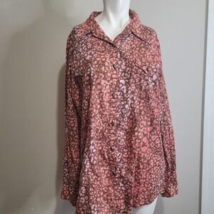 Rock 47 Wrangler XXL shirt polo western animal print pink studs cowgirl